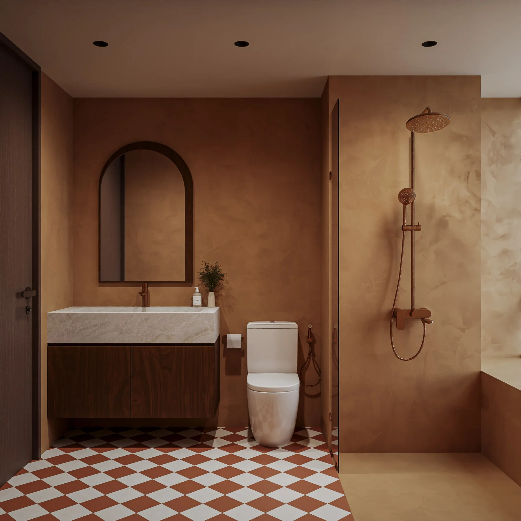 Original terracotta bathroom rendering