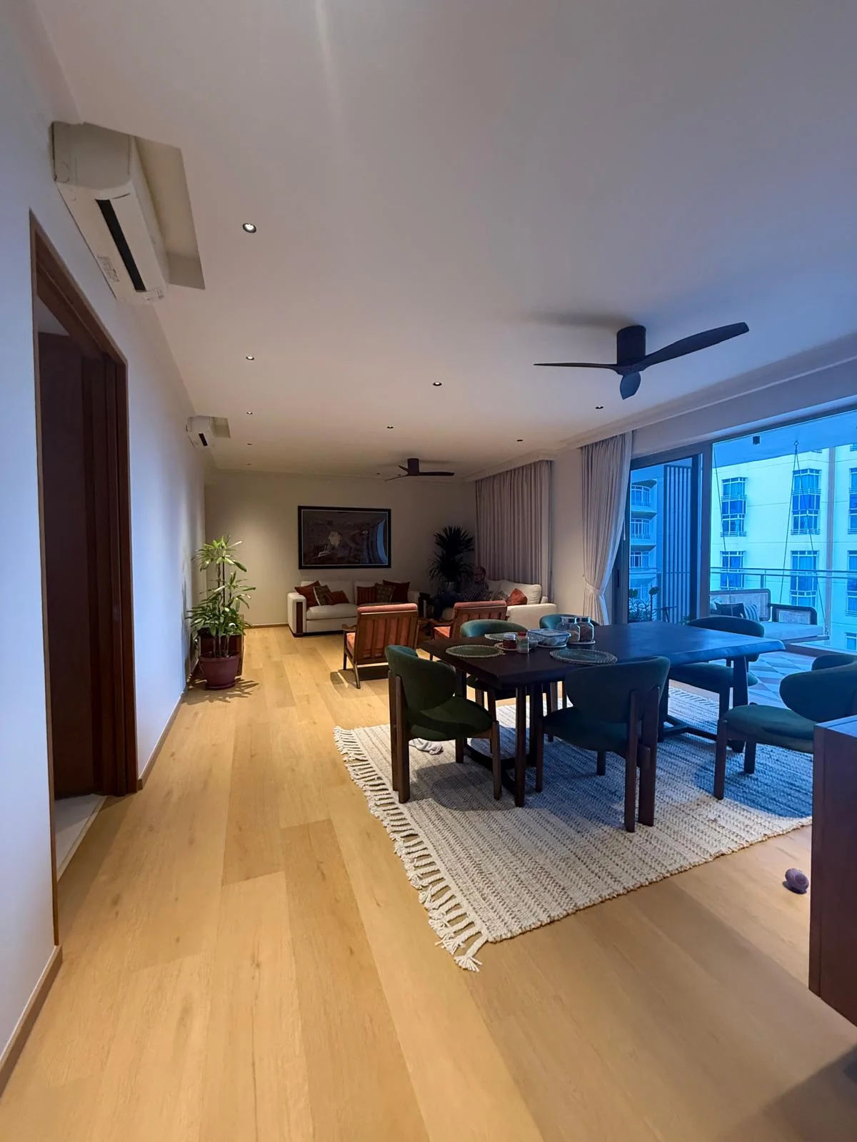 Living and dining area wide view