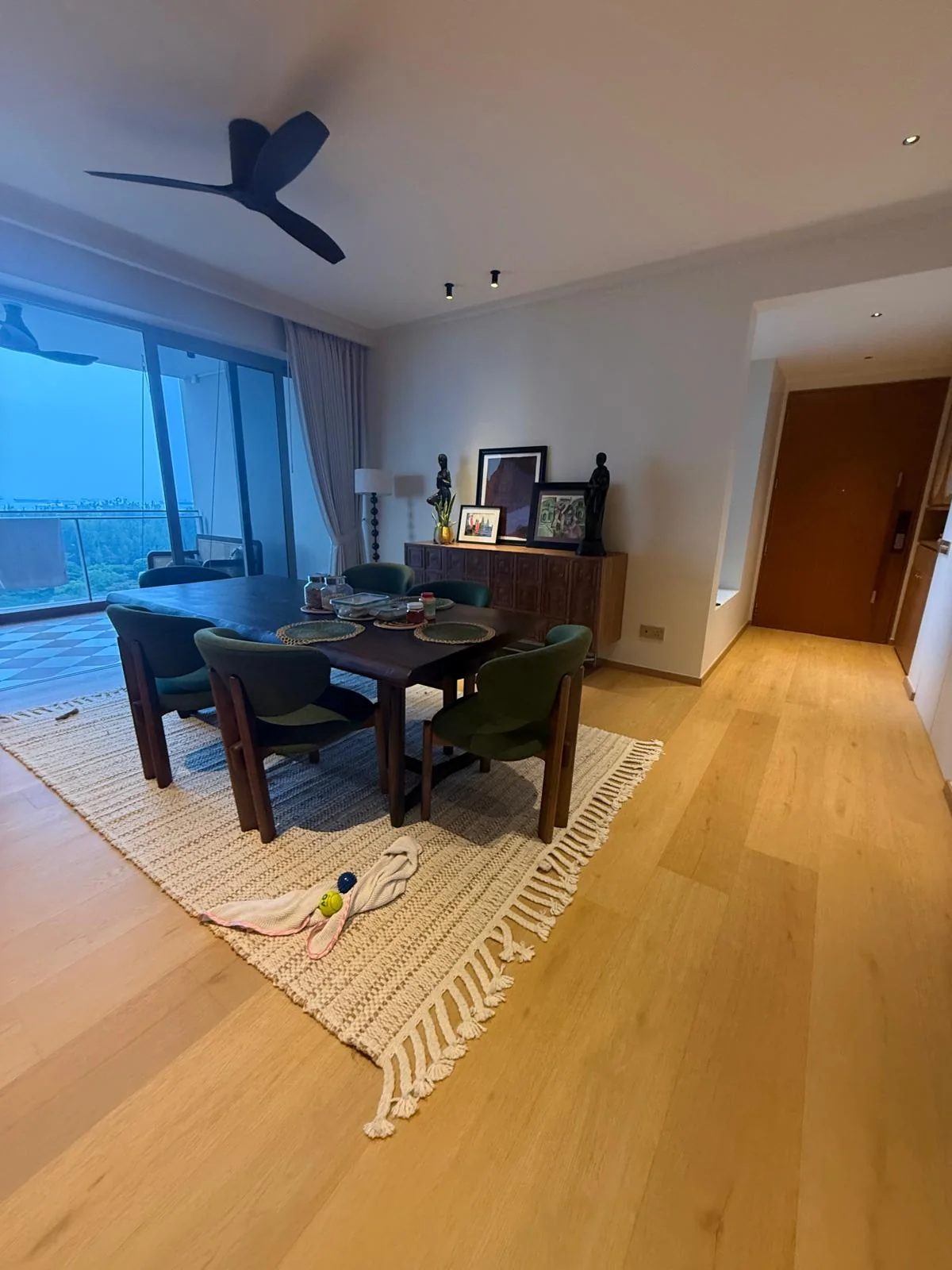 Dining room with timber flooring