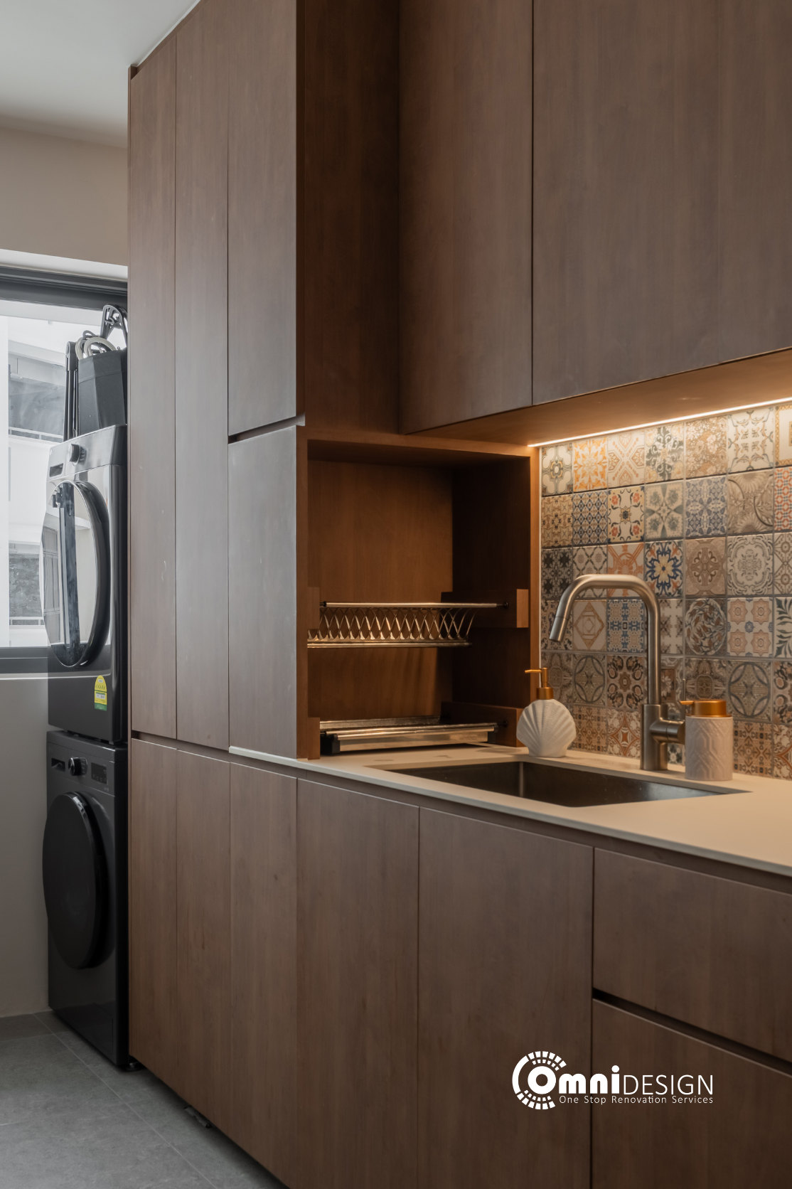 Detailed kitchen cabinetry and sink